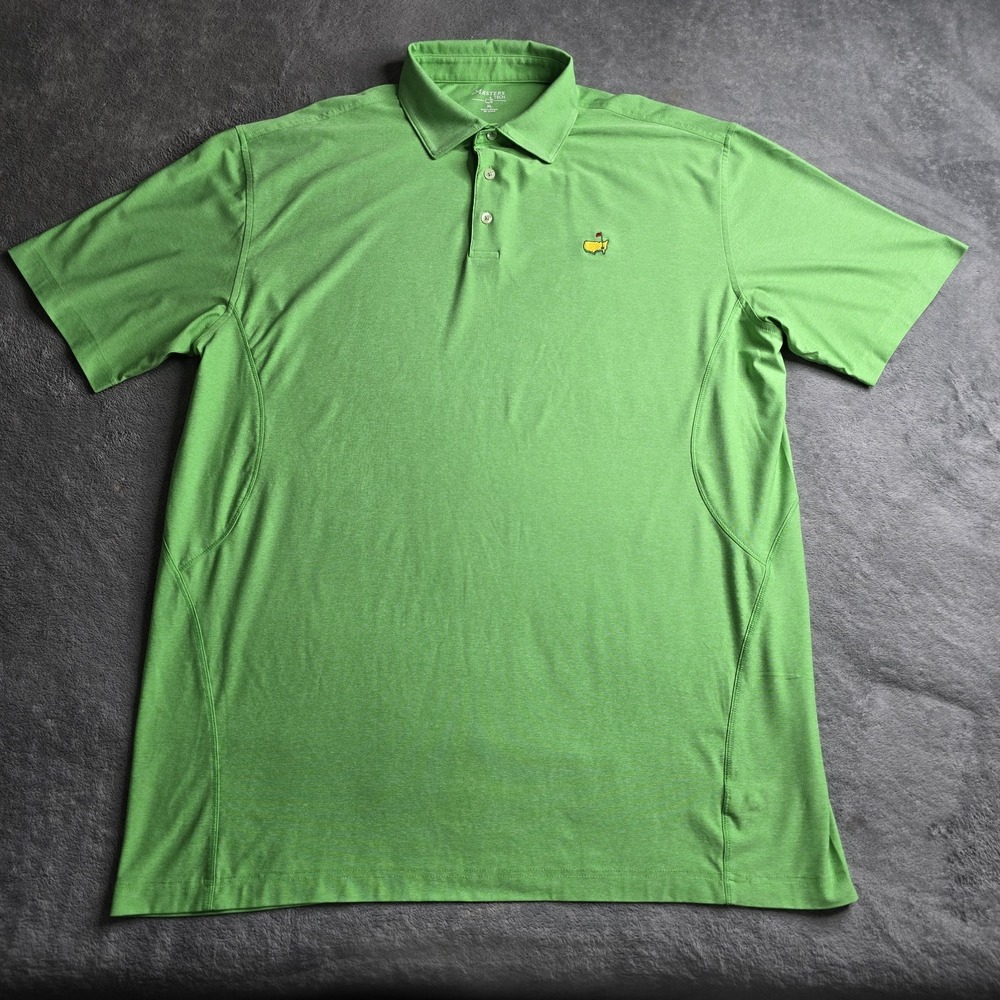 Masters Tech Polo Shirt Mens XL Heathered Green Short Sleeve Golf Performance